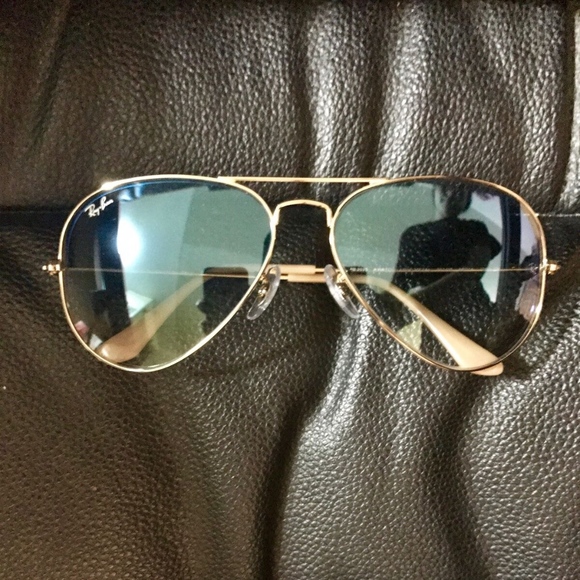 RAY BAN Aviator Sunglass Gold Frame Gradient Blue main image 6
